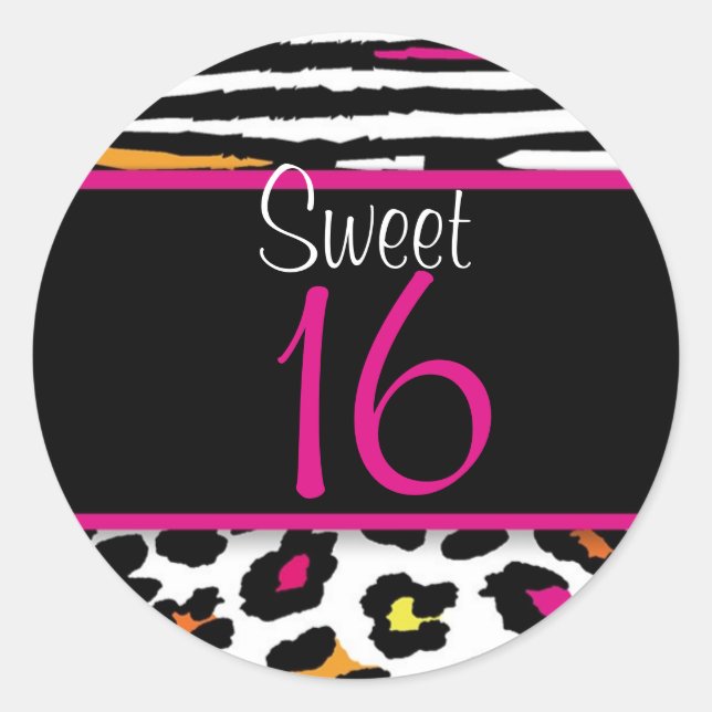Adesivo Neon Animal Print Sweet 16 Correspondente Sticker (Frente)