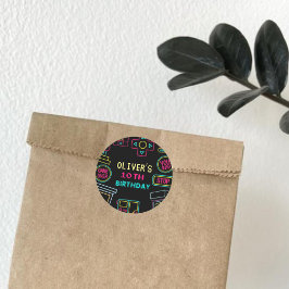 Adesivo Neon Any Year videos games arcade aniversário