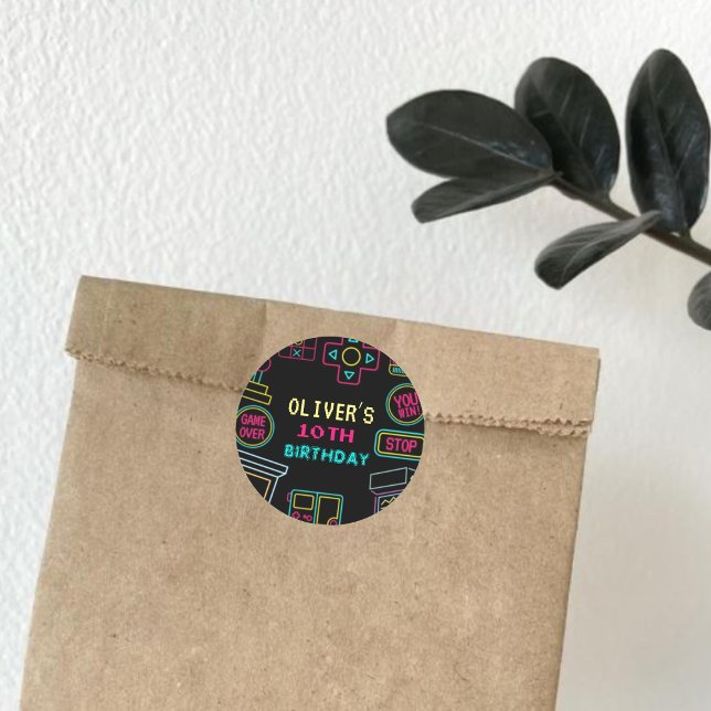 Adesivo Neon Any Year videos games arcade aniversário (Criador carregado)