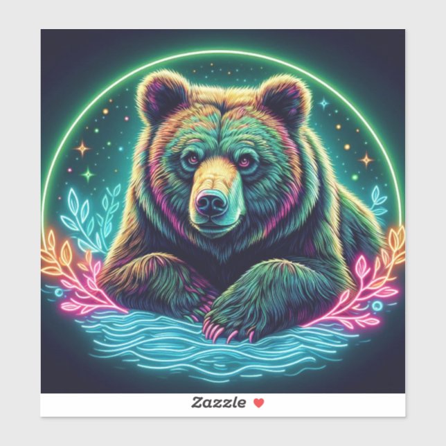 Adesivo Neon Bear (Folha)
