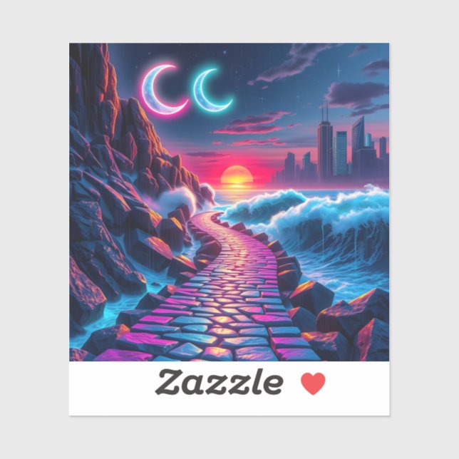 Adesivo Neon City Skyline Pathway Stickers (Folha)