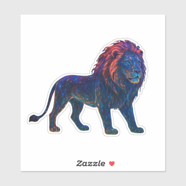 Adesivo Neon Colorful Lion Art (Folha)
