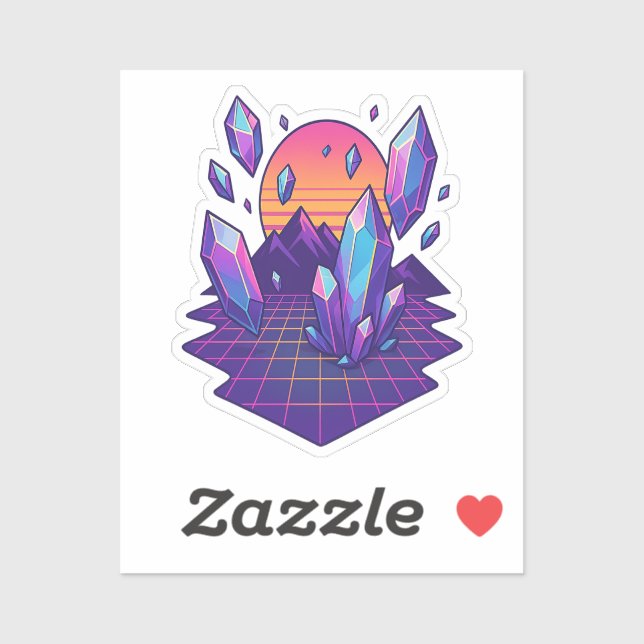 Adesivo Neon Crystalscape - Vibes de Gem de Vapor dos anos (Folha)