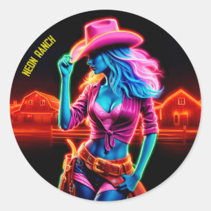 Adesivo Neon fantasiosa vaqueira no rancho brilhante