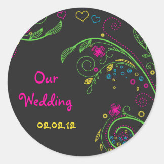Adesivo Neon Floral Chalkboard Doodle Stickers