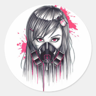 Adesivo Neon Gas Mask Girl