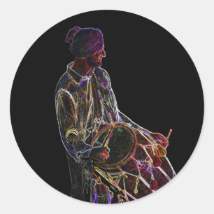 Adesivo Neon Glow Dhol Drummer