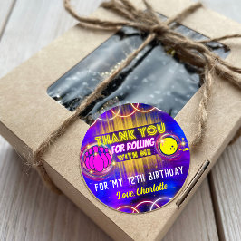 Adesivo Neon Glow Purple Boliche Festa de aniversário Obri