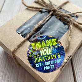 Adesivo Neon Glow Roller Skating Party Obrigado