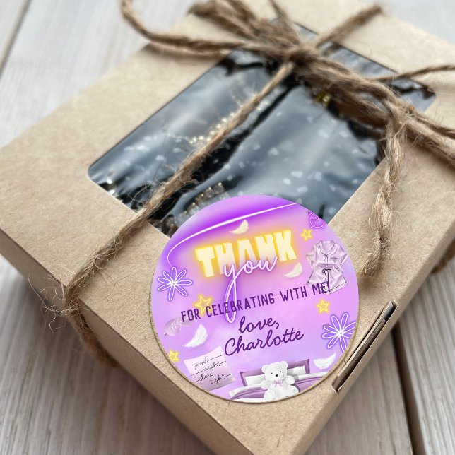 Adesivo Neon Glow Sleepover Slumber Party - Obrigado (Criador carregado)