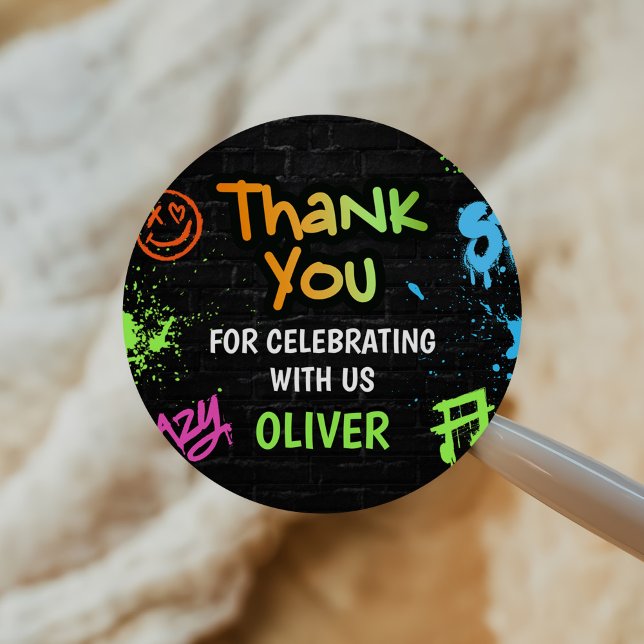 Adesivo Neon Graffiti Six Seven Kids 7th Birthday Party (Criador carregado)