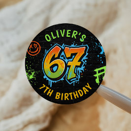 Adesivo Neon Graffiti Six Seven Kids 7th Birthday Party