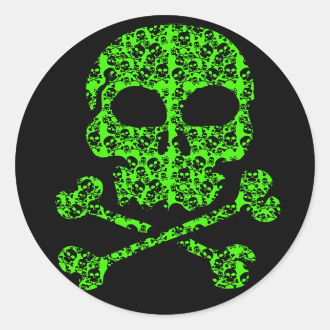 Adesivo Neon Green e Black Skulls para o Halloween (Frente)