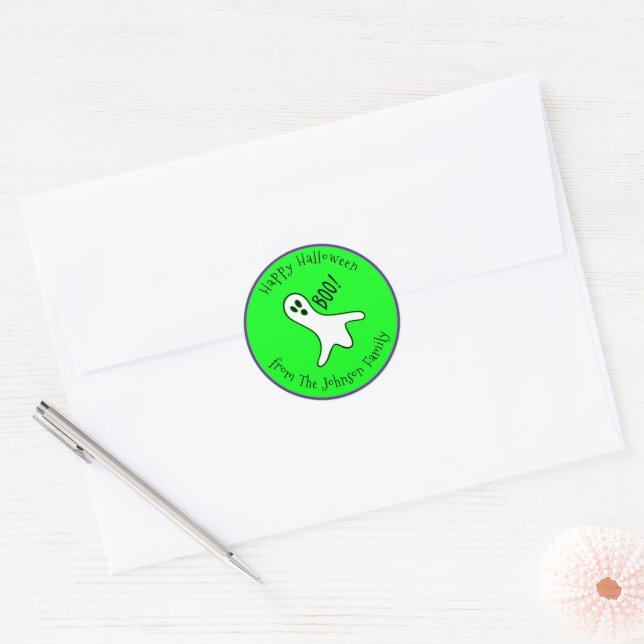 Adesivo Neon Green Happy Halloween Cute Scary Ghost (Envelope)