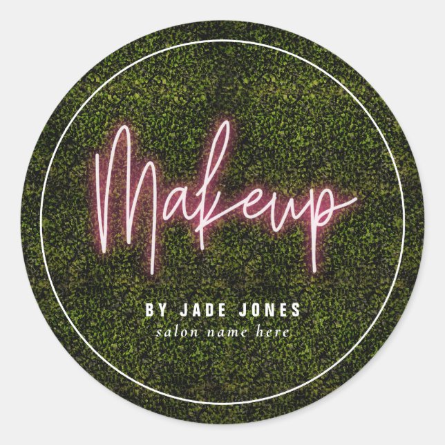 Adesivo Neon Greenery Makeup Artista Cosmetólogo (Frente)