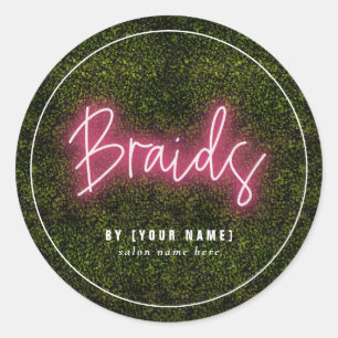 Adesivo Neon Greenery Salon Business Braids
