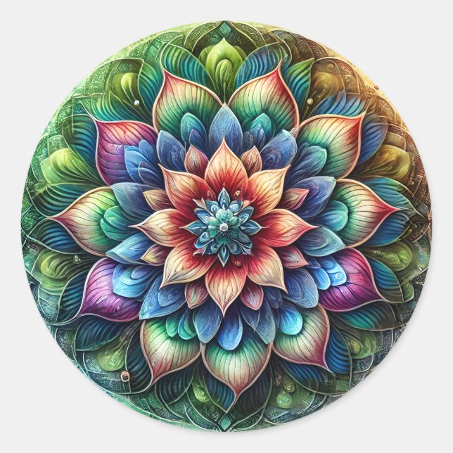 Adesivo Neon Mandala Celestial com Abstrato vibrante (Frente)