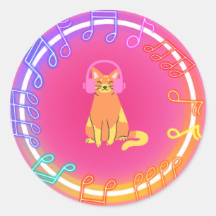 Adesivo Neon Music Cat Sticker