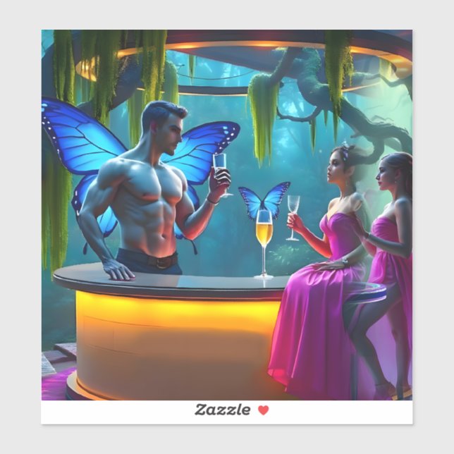 Adesivo Neon Nights Butterfly Bar coquetel (Folha)