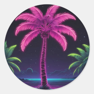 Adesivo Neon Palm Tree with Retro Vibes and Tropical Glow