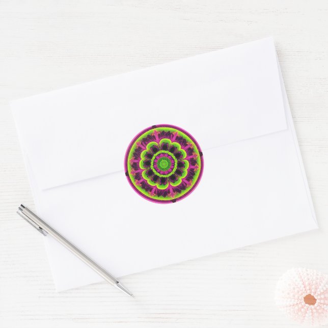 Adesivo Neon Pink E Green Kaleidoscope Design (Envelope)