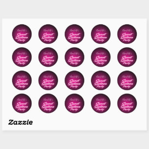 Adesivo Néon Pink Negro Cor-de-rosa Retro Doce 16.º Aniver