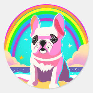 Adesivo Neon Rainbow Frenchie Retro Birthday