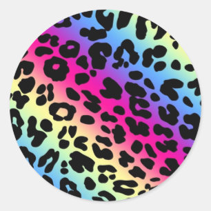 Adesivo Neon Rainbow Leopard Pattern Impressão