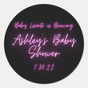 Adesivo Neon Rosa Obrigado Tendy Classic Round Sticker