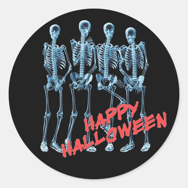 Adesivo Neon Skeletons Happy Halloween Stickers (Frente)