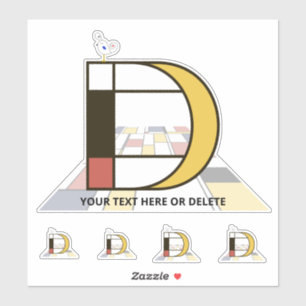 Adesivo Neoplasticismo Sublime Monograma de Arte. Letra D