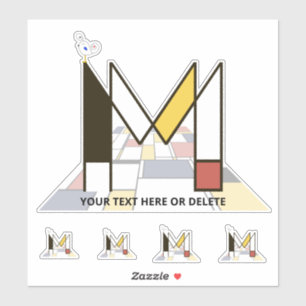 Adesivo Neoplasticismo Sublime Monograma de Arte. Letra M