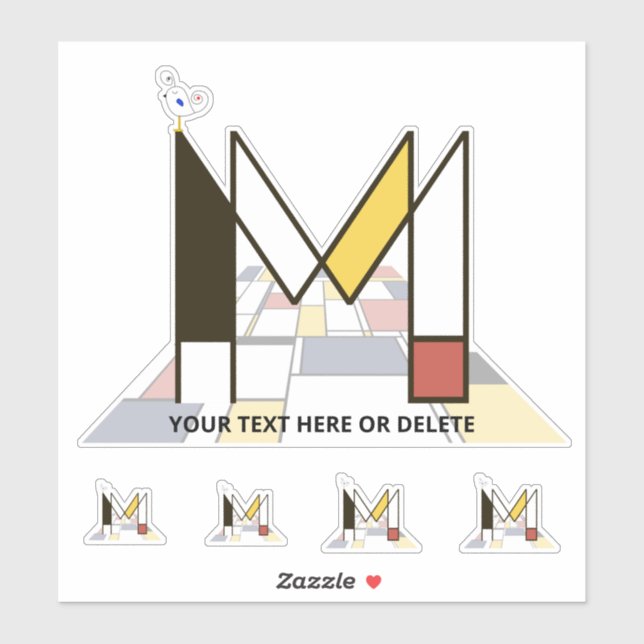 Adesivo Neoplasticismo Sublime Monograma de Arte. Letra M (Folha)