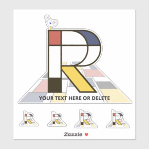 Adesivo Neoplasticismo Sublime Monograma de Arte. Letra R