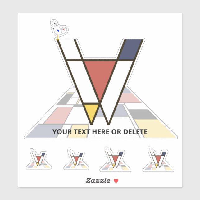 Adesivo Neoplasticismo Sublime Monograma de Arte. Letra V (Folha)