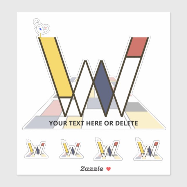Adesivo Neoplasticismo Sublime Monograma de Arte. Letra W (Folha)