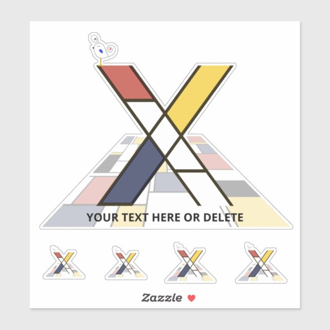 Adesivo Neoplasticismo Sublime Monograma de Arte. Letra X (Folha)