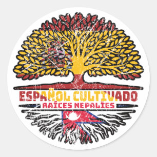 Adesivo Nepalês Nepal Espanha Árvore Espanhola Bandeira