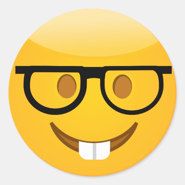 Adesivo Nerd Bonito Com Óculos E Dentes Emoji Stickers (Frente)
