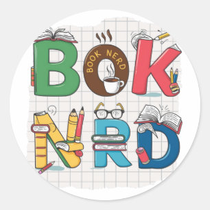 Adesivo "Nerd do livro - Entusiasmo de leitura criativa e