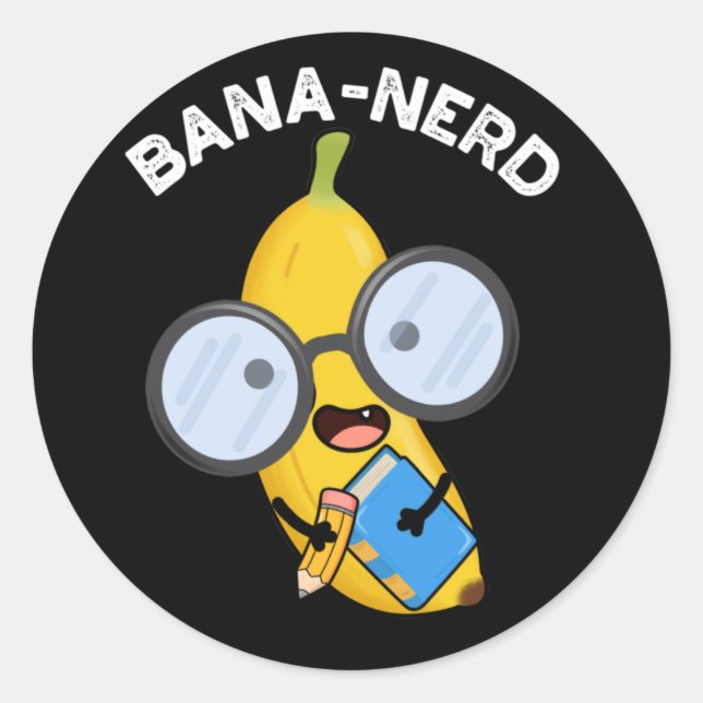 Adesivo Nerd Engraçado Bana-nerd Fruta Pun Escuro BG (Frente)
