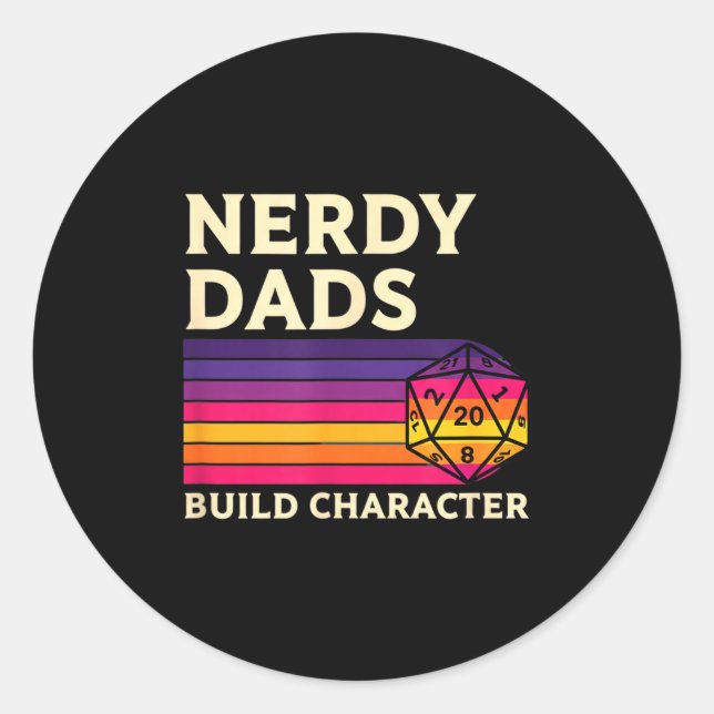 Adesivo Nerdy Dads Build Character, Retro Tabletop Rpg Fat (Frente)