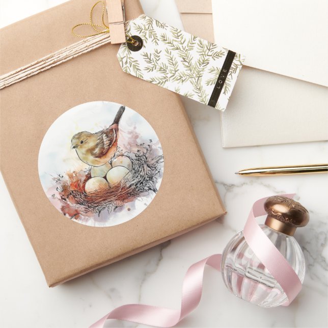 Adesivo Nest Wren de Aquarela (Presentear)