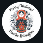 Adesivo Nesting Doll Christmas Matryoshka<br><div class="desc">Um bonitinho adesivo russo de boneca. Personalize-o com sua mensagem e seu nome. Projetado para você pelo Blackberry Boulevard.</div>