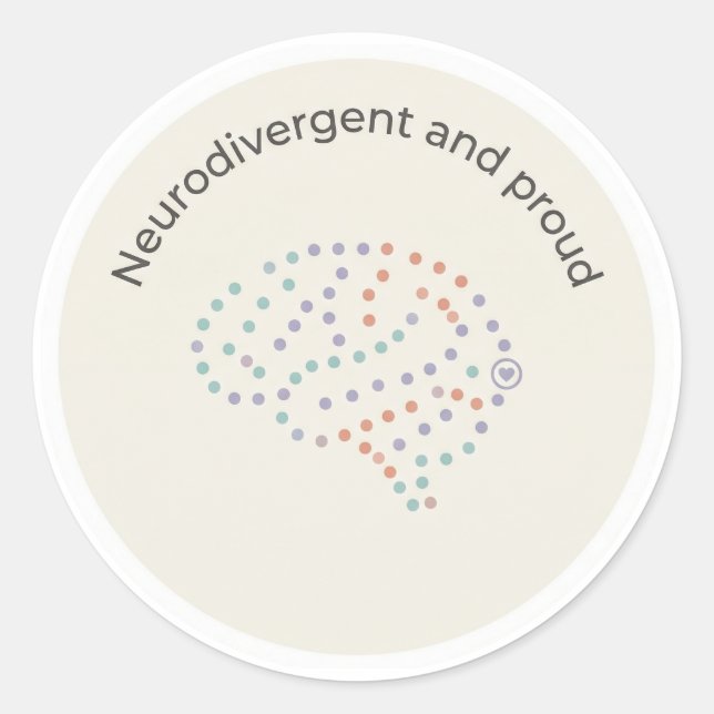 Adesivo Neurodivergent and Proud Brain Dot Art Sticker (Frente)