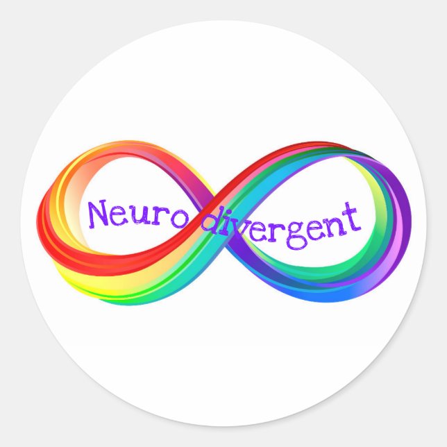 Adesivo Neurodivergent Rainbow Infinity Symbol Button (Frente)