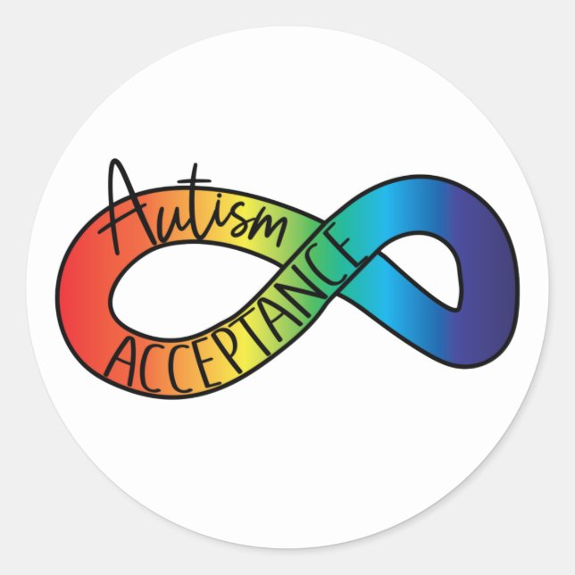 Adesivo Neurodiversity Autismo Aceitação Arco-Íris Botão (Frente)