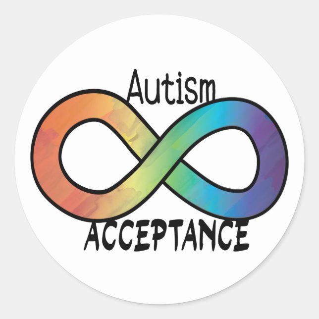 Adesivo Neurodiversity Autismo Aceitação Arco-Íris Botão (Frente)