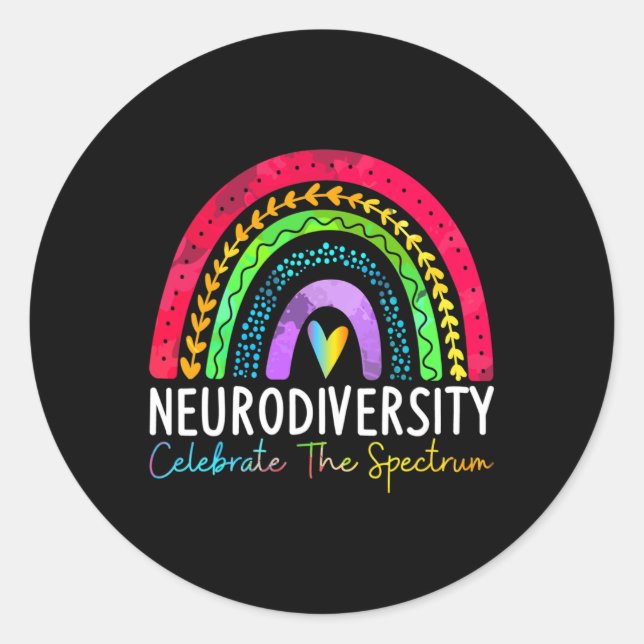 Adesivo Neurodiversity Autismo Espectro Asd Adhd Arco-Íris (Frente)