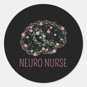 Adesivo Neurologia Enfermeira Cérebro De Flores